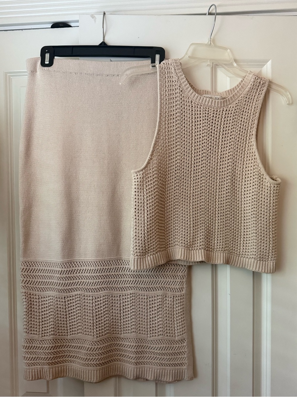 Rachel Zoe Cotton-Blend Open-Knit Sweater Top and Skirt Set Sz M - Picture 2 of 15